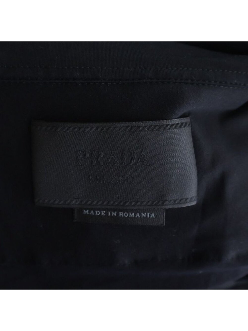Prada Stretch Cotton Polo Shirt Triangle Logo Re-Nylon Trim Black - Picture 6 of 8